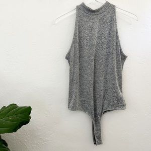Gianni Bini Mock Neck Sleeveless Gray Bodysuit Size XL